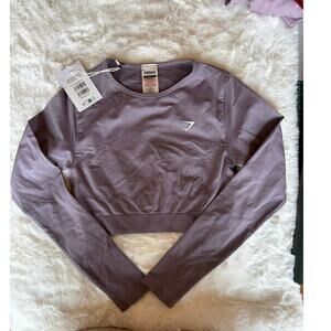 Gymshark Everyday Seamless Long Sleeve Crop Top in Fog Purple Size S NWT